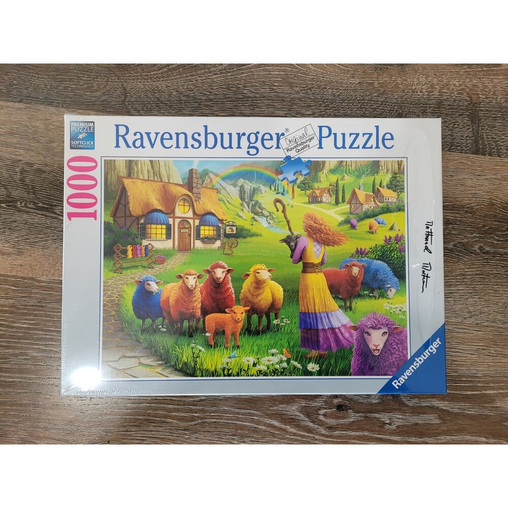 Ravensburger Happy Sheep Yarn Shop Puzzle 27x20 signed by Nathanael Mortensen